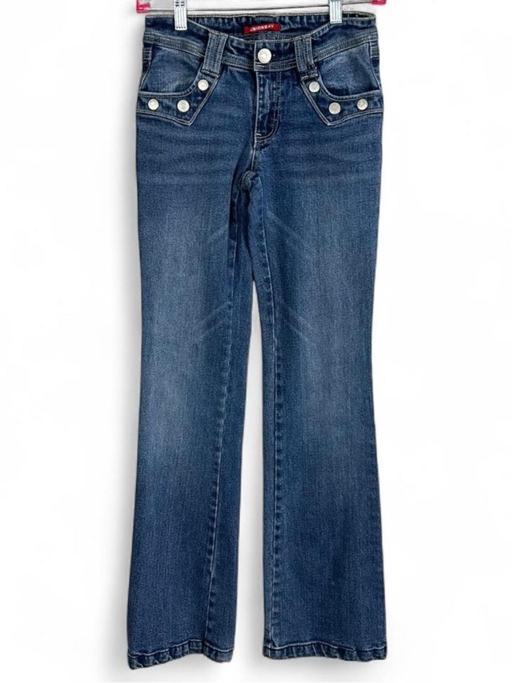 Union Bay y2k blue denim low rise jeans with silver buttons